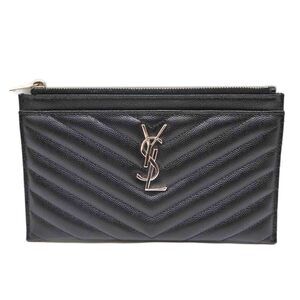 SAINT LAURENT Monogram Quilted Leather Pouch Black